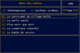 Menu des quêtes